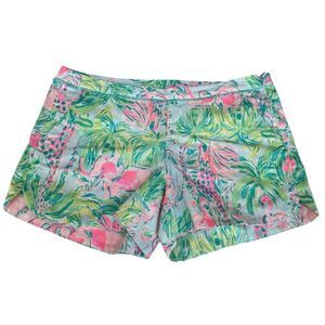 Lilly Pulitzer 4" Adie Shorts 100% cotton Seasalt Blue On Parade Size 6 NWT